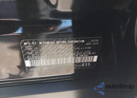 2024 Mitsubishi Outlander Se 2.5 2Wd/Se Black Edition S-Awc/Se Black Edition W/Pano Roof S-Awc z USA, uszkodzony, nr VIN JA4J3VA88RZ054582